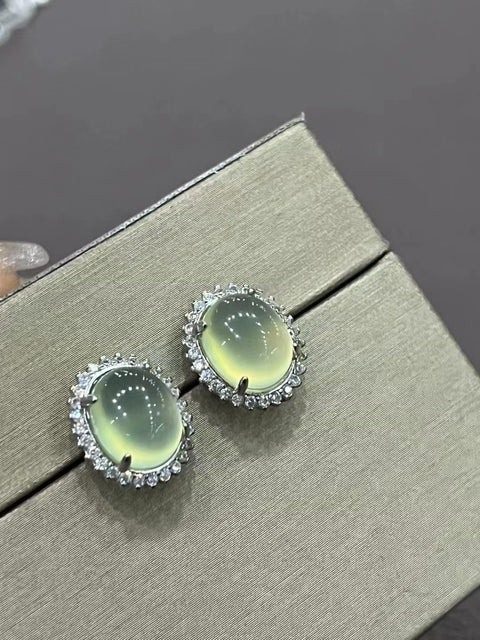 Anting Anggur Kristal Cui Alami dari 925 Perak Ukuran 10mm Tekstur halus, hangat, tembus cahaya, dan berair Sudah termasuk ongkos kirim dan pajak.