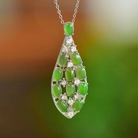 10823 Set Kalung Pipa Jasper Alami dari perak 925. Gaya yang indah, giok yang bersih dan halus.