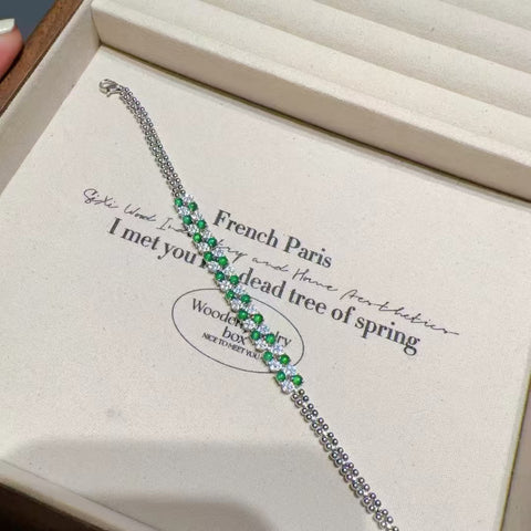 Gelang Jadeite Guatemala 925 Tatahan Perak Ukuran 3mm Panjang 18cm Gaya Indah & nbsp; Termasuk Pajak Pengiriman