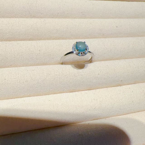 Set Cincin Giok Air Biru Guatemala Alami dari 925 Perak Ukuran 5,5 mm yang dapat disesuaikan, termasuk ongkos kirim dan pajak.