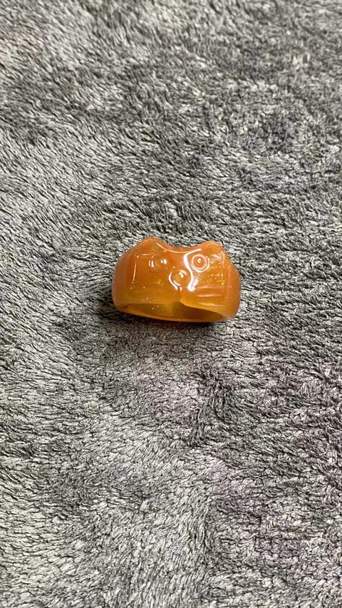 Cincin Giok Bunga Giok Cui Giok Alami Ukuran 17-18mm Giok bersih, halus, hangat dan bergaya.