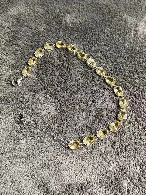 Gelang Citrine Brasil Alami Set dalam 925 Perak Warna Indah Ukuran 7 * 5mm Termasuk Pajak Pengiriman