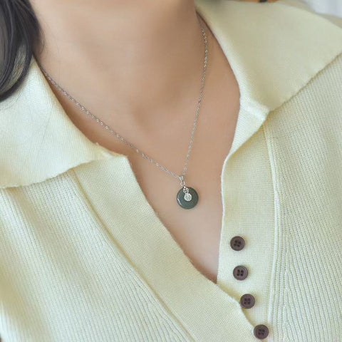 3280Q Set Kalung Gesper Perdamaian Jasper Alami dalam Gaya 925 Perak Ukuran 15 * 15mm Sudah termasuk pajak pengiriman.
