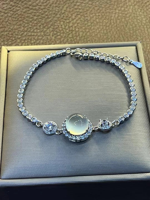 Gelang Giok Cui Alami dengan Berlian 925 Perak Ukuran 10mm Giok bersih dan baik-baik saja Termasuk ongkos kirim dan pajak.