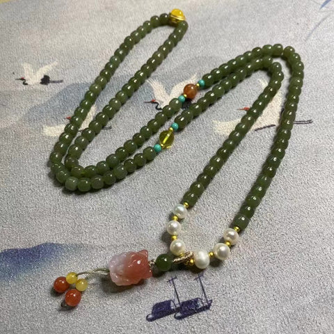 ‼️DAPAT REQUEST BERAPA BUTIR，HARGA DISESUAIKAN BERDASARKAN JUMLAH BUTIRAN ‼️Gelang hijau danau giok halus alami yang dapat dipakai multi-lingkaran Dapat dipakai empat kali Dengan aksesoris halus Ukuran 5 * 6mm Sudah termasuk pajak pengiriman.