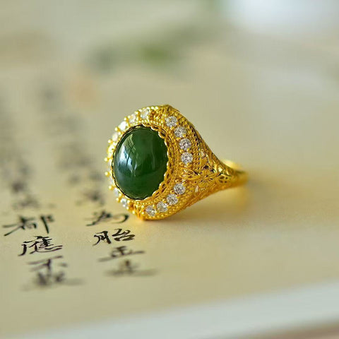 11563-2 Set Cincin Jasper Alami dari Perak 925 Ukuran 10 * 12mm Giok halus dan hangat, gaya yang indah, sudah termasuk pajak pengiriman.