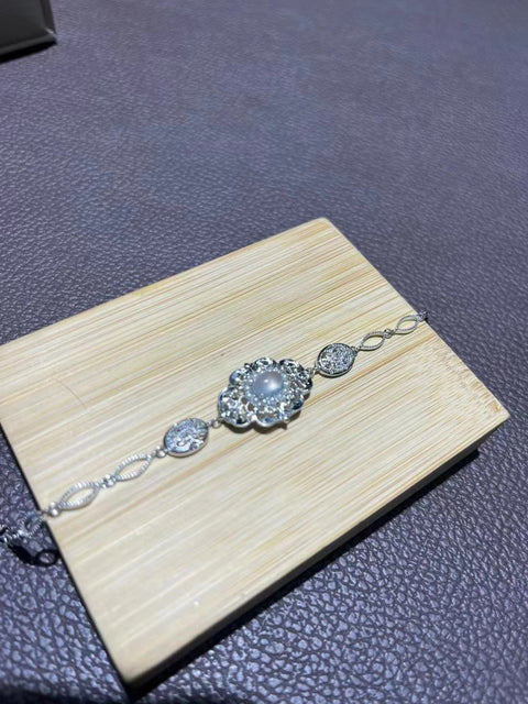 Gelang Es Tinggi Giok Alami 925 Tatahan Perak Ukuran 6,5 * 5mm Giok bersih, halus dan hangat Termasuk pajak pengiriman.