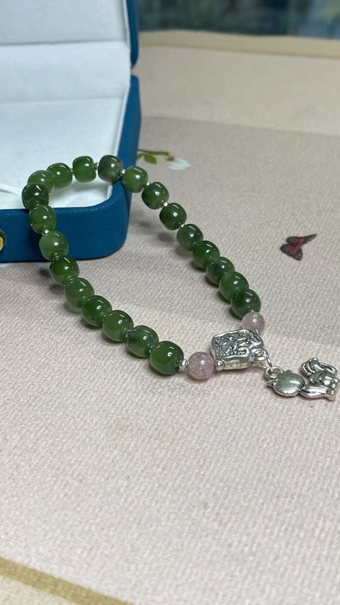 Gelang Jasper Alami dengan Aksesori Perak 925 Ukuran 5 * 7mm Giok Eksotis Sudah termasuk ongkos kirim dan pajak.