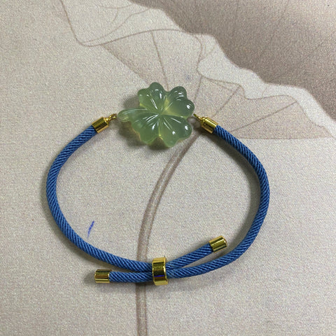 Giok giok Cui halus berwarna hijau penuh - gelang semanggi berdaun empat, dapat disesuaikan, ukuran: 25✖️21mm, harga kedua Sudah termasuk ongkos kirim dan pajak.