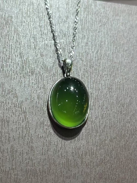 Kalung Telur Giok Alami dari Perak 925 Ukuran 21 * 15mm Sudah termasuk ongkos kirim dan pajak.