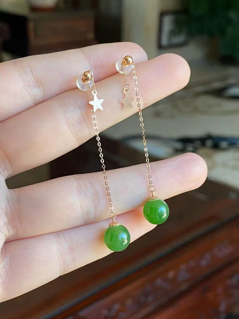 Anting Jasper Alami dalam Pengaturan Emas 18k Ukuran 8mm Warna dan Gaya yang Indah Pengiriman dan Pajak Sudah Termasuk!