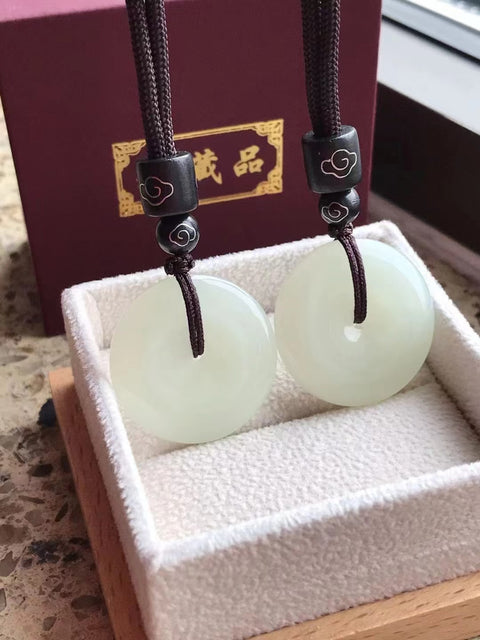 Pasangan Set Gesper Perdamaian Giok Giok Hetian Alami Sepasang & nbsp; Dua Cincin Cincin Ukuran 27mm Giok bersih dan halus dan hangat Termasuk Pajak Pengiriman