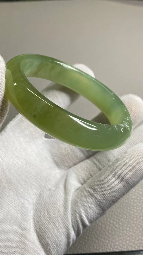 Gelang Bunga Terapung Warna Musim Semi Giok Cui Giok Alami Ukuran 58-60mm Ukuran 59.7mm Lebar Sisi 14.3mm Giok terjadi secara alami Pola acak Pajak Pengiriman Termasuk