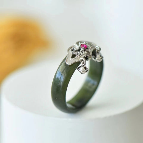 Set Cincin Giok Hetian Alami dari Giok Perak 925 yang bersih, halus, dan hangat Sudah termasuk pajak pengiriman.