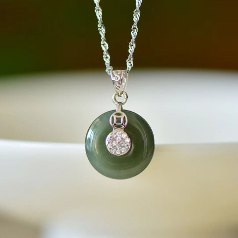3280Q Set Kalung Gesper Perdamaian Jasper Alami dalam Gaya 925 Perak Ukuran 15 * 15mm Sudah termasuk pajak pengiriman.