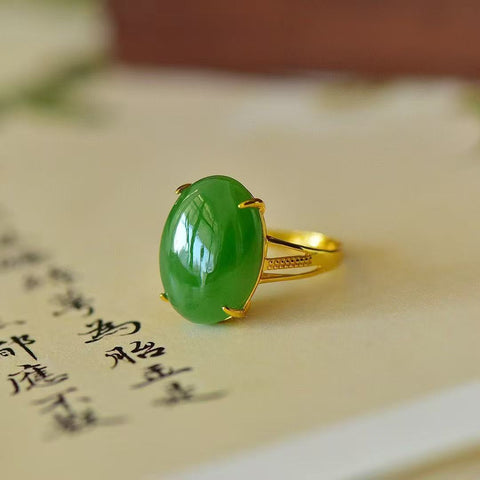 11043-2 Set Cincin Jasper Alami dari Perak 925 Ukuran 13 * 18mm Giok halus dan hangat, gaya yang indah Sudah termasuk pajak pengiriman.