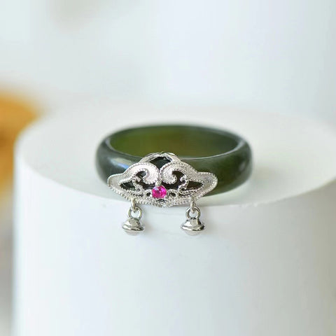 Set Cincin Giok Hetian Alami dari Giok Perak 925 yang bersih, halus, dan hangat Sudah termasuk pajak pengiriman.