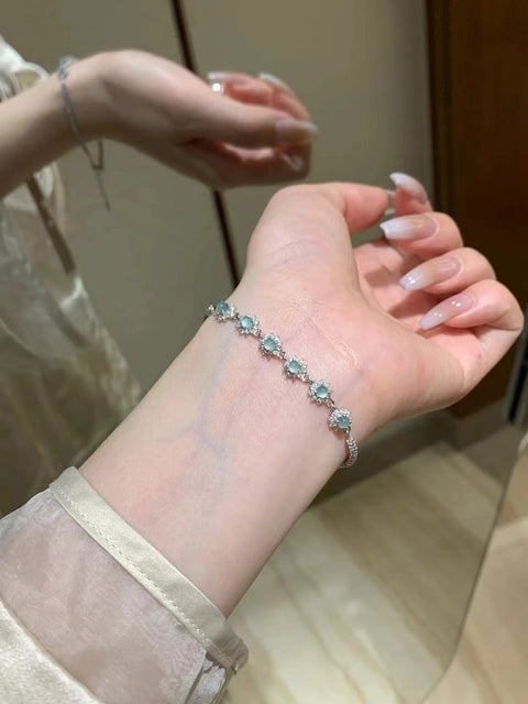Gelang Jadeite Guatemala Alami dengan Desain Baru Kecil 925 Perak Termasuk Pajak Pengiriman