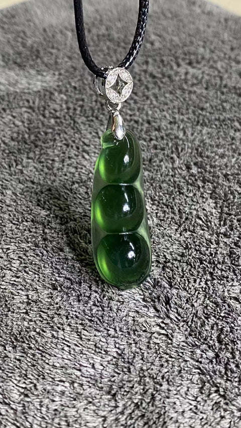 Bahan tua hijau tua alami Cui Jade Ukuran 34.2 * 12.7mm Giok bersih, halus dan hangat Termasuk ongkos kirim dan pajak.