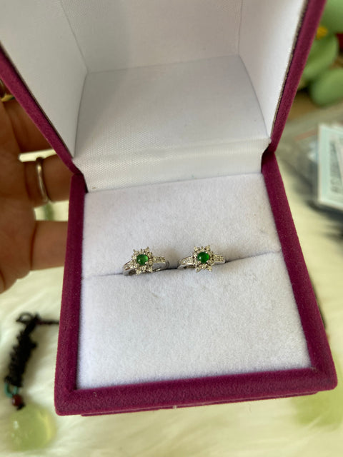 Gesper Anting Jadeite Guatemala Alami Gaya 925 Perak Termasuk Pengiriman & Pajak