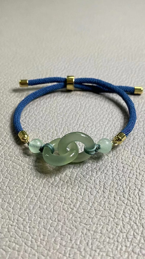 Gelang Giok Cui Alami dengan Dasar Hijau Es pada Gelang Saling Mengunci Rantai Perak 925 untuk Cinta Sejati Ukuran 15,3 mm Termasuk Ongkos Kirim & Pajak