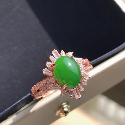 Cincin Jasper Alami yang terbuat dari perak 925 Ukuran 7 * 9mm & nbsp; Giok bersih dan halus Gaya sangat indah & nbsp; Sudah termasuk pajak pengiriman
