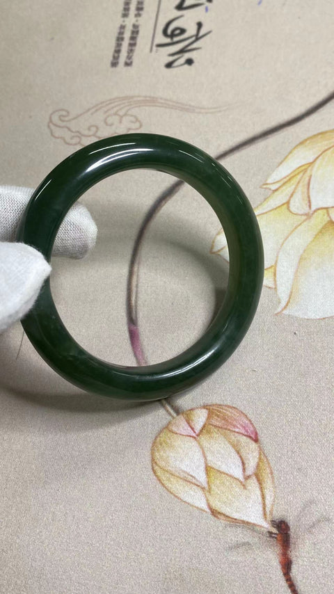 Gelang Hijau Penuh Giok Cui Cui Ukuran 58-60mm Ukuran 59.7mm Lebar Sisi 11.8mm & nbsp; Giok terjadi secara alami Pola acak Termasuk Pajak Pengiriman