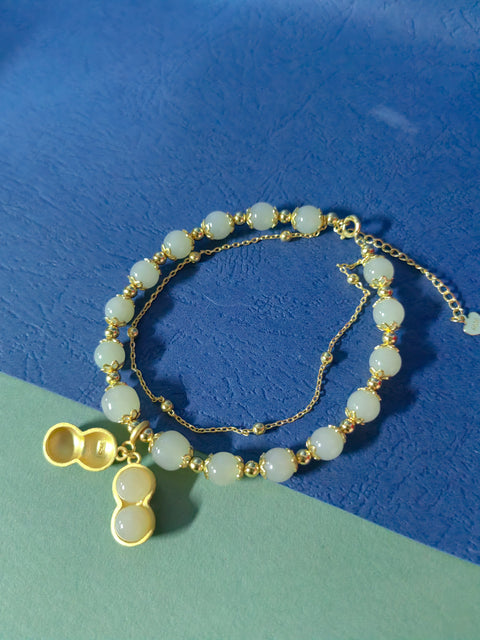 Gelang Giok Hetian Alami Perak S925 B295-1 Gelang Giok Kacang Niche Good Things - 20cm Termasuk Ongkos Kirim dan Pajak