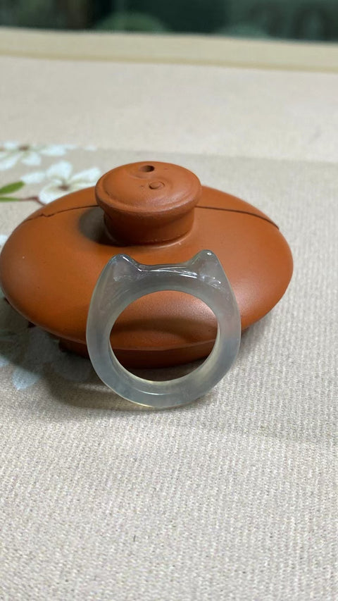Cincin Kucing Keberuntungan Giok Cui Giok Abu-abu Gradien Es Ukuran 17-19mm Ukuran 18.6mm Giok bersih, halus dan hangat Sudah termasuk ongkos kirim dan pajak.