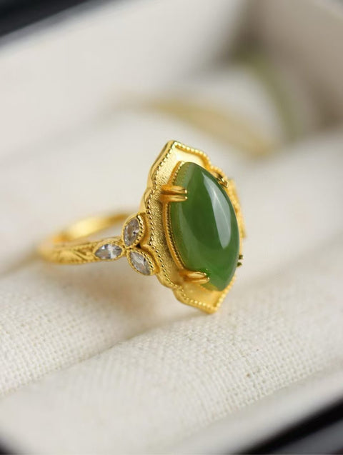 Cincin Mata Kuda Jasper Alami yang terbuat dari perak 925 dengan tekstur dan kehangatan yang lembut, gaya yang indah, sudah termasuk ongkos kirim dan pajak.