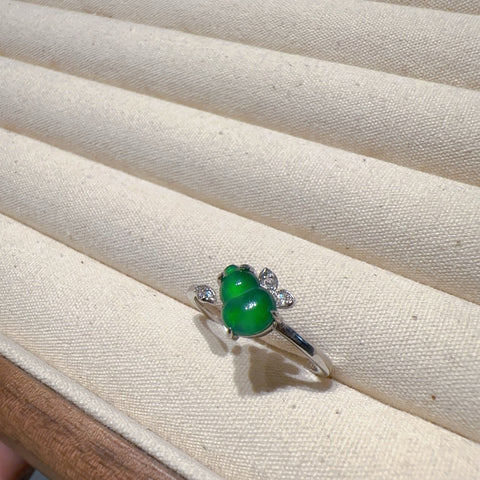 Cincin Labu Jadeite Alami 925 Tatahan Perak & nbsp; Perhiasan Warna Zucchini Cina Sangat Positif Terasa Penuh & nbsp; Dua Warna Tersedia Ukuran 8 * 6mm Sudah Termasuk Pajak Pengiriman