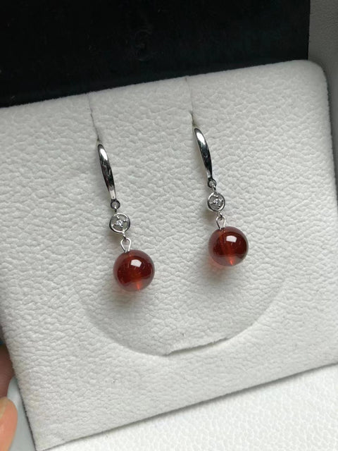 Anting Garnet Alami dengan Gaya Perak 925 Ukuran 9mm Sudah termasuk pajak pengiriman