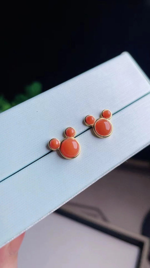 Anting-anting Mickey Nan Hong Alami Bahan Old Pit Bahan dasar 925 perak tatahan halus dan hangat Ukuran 0,7 * 0,2 Sudah termasuk pajak pengiriman