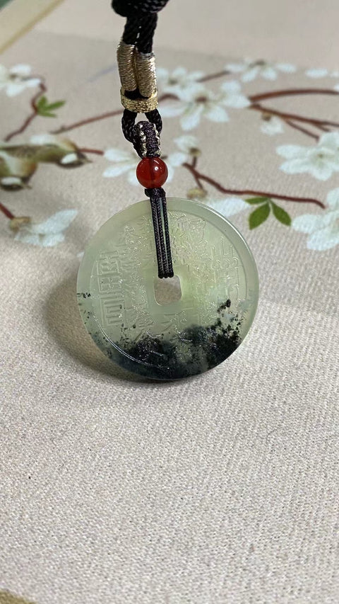 Giok Giok Giok Hantu Cui Giok alami yang halus dan hangat Ukuran 35 * 5.7mm Diukir dengan tangan Termasuk pajak pengiriman
