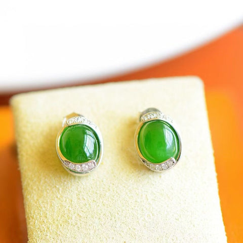 12159 Anting Jasper Alami yang terbuat dari Giok Perak 925 yang bersih, halus, dan hangat Sudah termasuk pajak pengiriman.