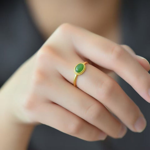 11511-2 Set Cincin Jasper Alami dari Giok Perak 925 Perak Termasuk pajak pengiriman