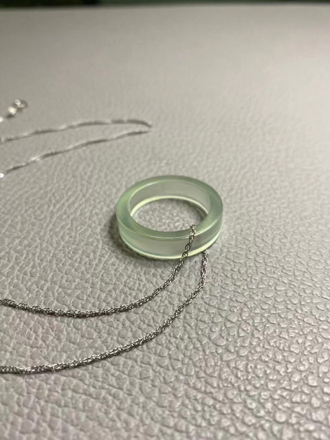 Kalung Cincin Liontin Rantai Giok Cui Alami Ukuran Ganda Ukuran 19,6 * 6mm 925 Rantai Perak Sudah Termasuk Pajak Pengiriman