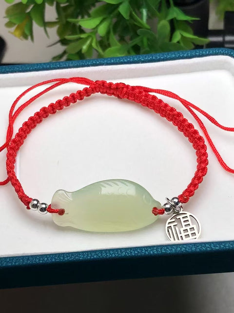 Gelang Ikan Giok Cui Alami dengan Aksesoris Ukuran 29 * 14,3 mm Sudah termasuk pajak pengiriman.