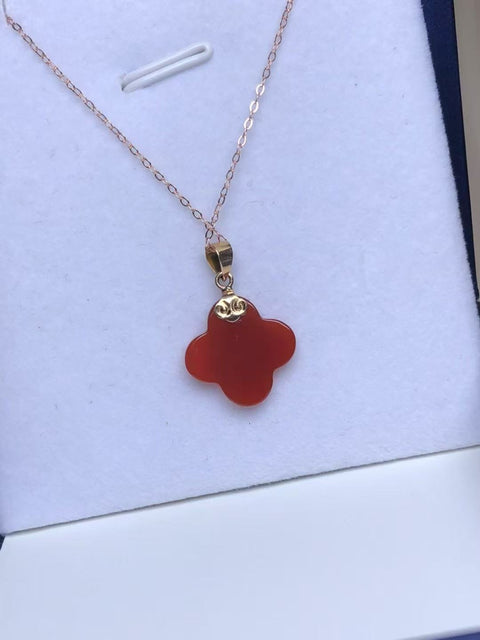 Kalung Jerami Batu Akik Merah Halus dengan pengaturan emas 18k Ukuran sekitar 14 * 2.5mm Batu giok halus dan hangat Termasuk pajak pengiriman.