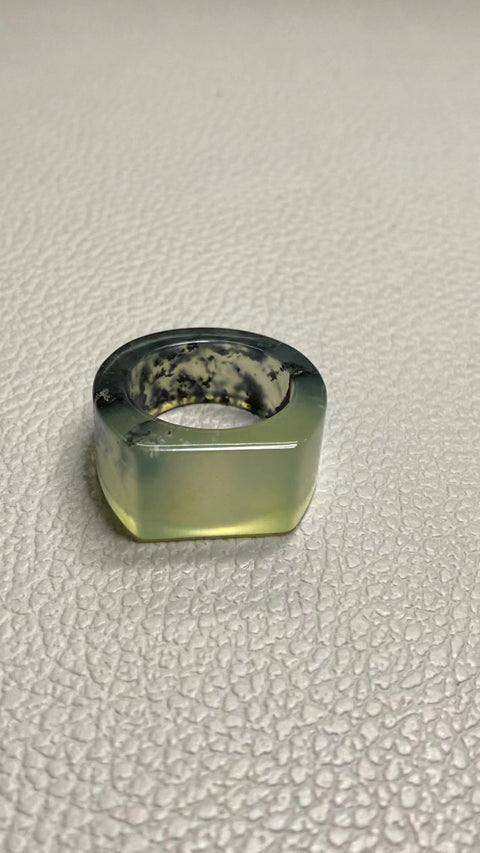 Cincin Pria Tinta Giok Cui Giok Alami &nbsp;Ukuran 20.2mm Giok bersih, halus dan hangat Termasuk ongkos kirim dan pajak