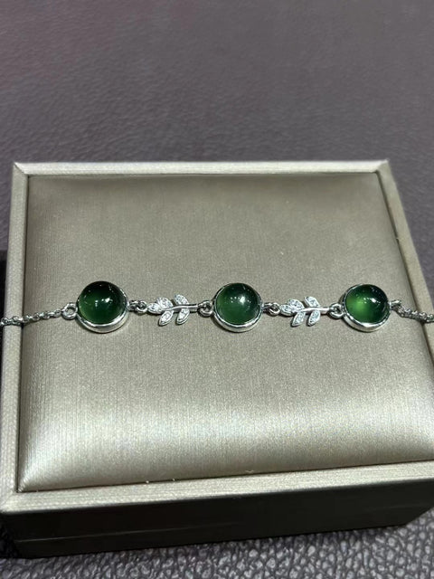 Set Gelang Gelang Batu Giok Alam dari 925 Perak Ukuran 8mm Sudah termasuk ongkos kirim dan pajak.