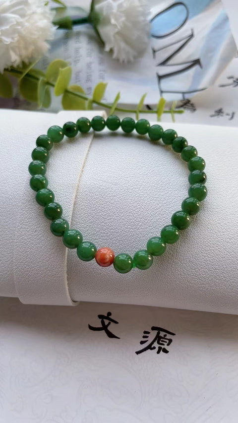 Gelang Jasper Alami Warna cemerlang Ukuran 0.6cm Aksesori yang serasi Giok baik-baik saja dan hangat Sudah termasuk pajak pengiriman.