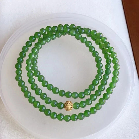 Gelang dan Kalung Jasper Rusia Alami & Gelang&nbsp; Bahan Pit Tua Ukuran 5mm Dengan Aksesori Perak 925 Giok bersih dan halus serta hangat Sudah termasuk pajak pengiriman.
