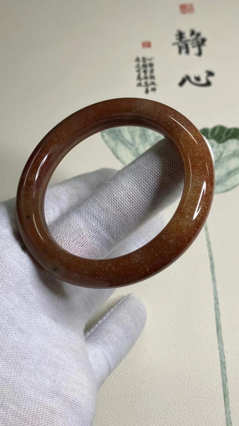 Gelang Giok Cui Alami Ukuran 50-52mm Ukuran 51.5mm Lebar Sisi 10.7mm Giok terjadi secara alami Pola acak Termasuk pajak pengiriman.