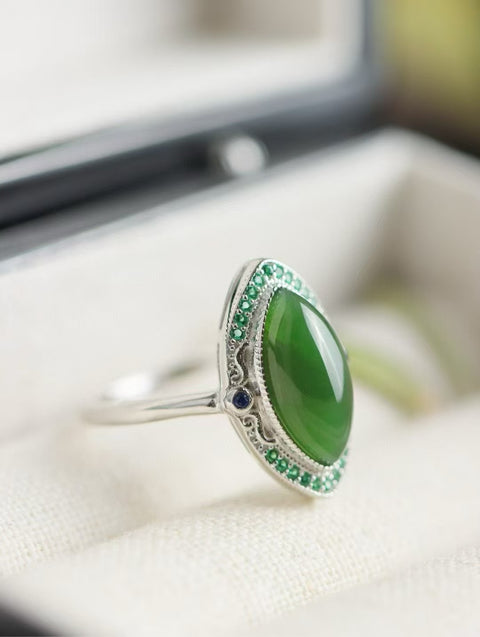 Cincin Mata Kuda Jasper Alami yang terbuat dari perak 925 dengan tekstur dan kehangatan yang lembut, gaya yang indah, sudah termasuk ongkos kirim dan pajak.