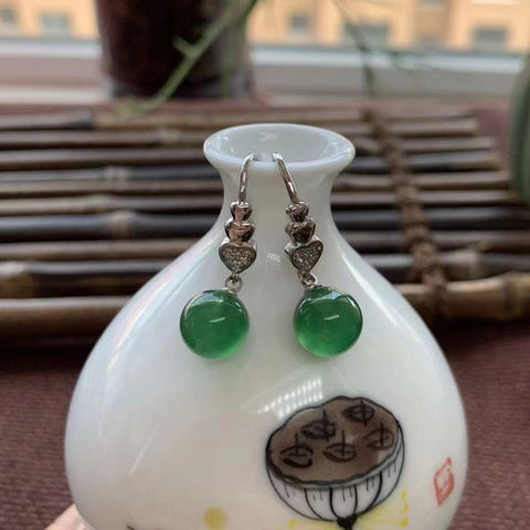 Anting Kalsedon dan Batu Akik 925 Gaya Tatahan Perak yang Chic, Segar dan Elegan Termasuk Ongkos Kirim dan Pajak