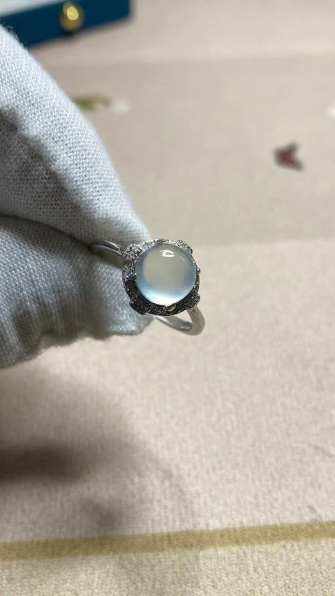 Cincin Jelly Giok Alami dari Perak 925 Ukuran 7.7mm Giok halus dan hangat, gaya yang indah, sudah termasuk pajak pengiriman.