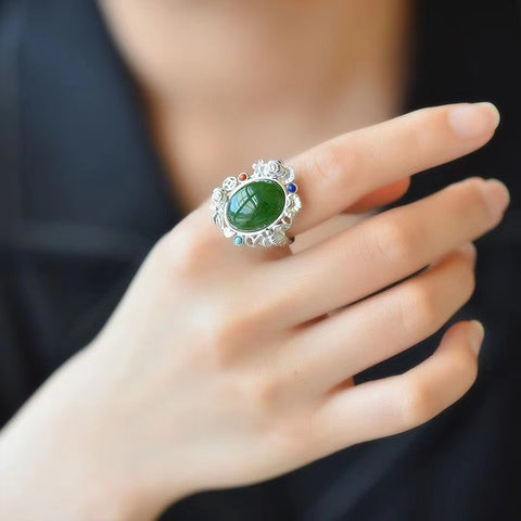 19285 Batu Giok Cincin Telur Jasper Alami bersih, halus dan hangat. Gayanya sederhana dan elegan.