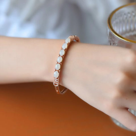 5804 Gelang Giok Hetian Alami 925 Tatahan Perak Ukuran 5 * 7mm Termasuk pajak pengiriman.