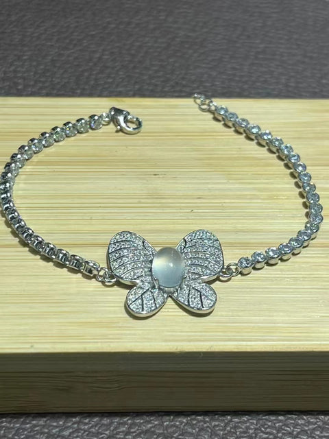 Gelang Kupu-kupu dari perak 925, ukuran 6 * 8mm, gaya yang indah, giok yang bersih dan halus, sudah termasuk pajak pengiriman.